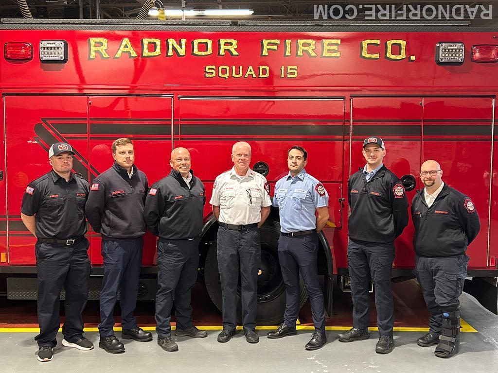 (L to R) Lieutenant Alex Valeri, First Assistant Chief Alex Tornetta, Deputy Chief Mike Maguire, Chief Joe Maguire, Second Assistant Chief Bob Bruno, Captain Greg DeNicola, Chief Engineer Jim Daywalt